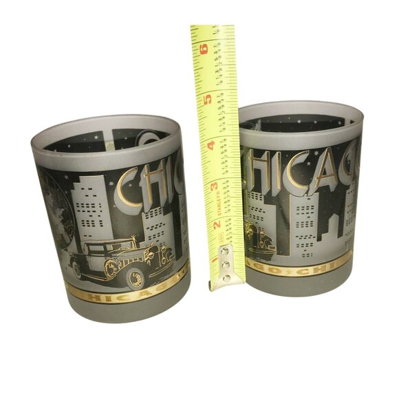 CHICAGO Tumblers SOUVENIR Gold and Black w Frosted Glass - Picture 9 of 9